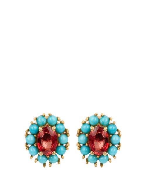 Matchesfashion.com Ileana Makri - Sapphire, Turquoise & Yellow Gold Earrings - Womens - Yellow Gold