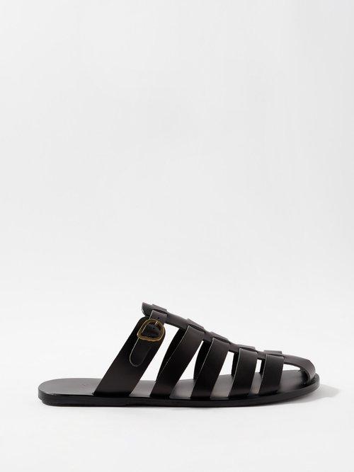 Ancient Greek Sandals - Cosmo Caged-leather Sandals - Mens - Black