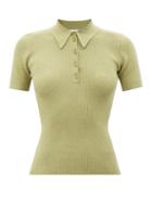 Joostricot - Ribbed Organic Cotton-blend Polo Shirt - Womens - Khaki