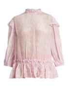 Matchesfashion.com Preen Line - Sienna Floral Print High Neck Blouse - Womens - Pink White