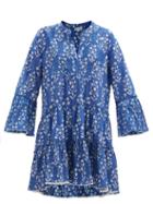 Matchesfashion.com Juliet Dunn - Floral Block-print Cotton Mini Dress - Womens - Blue White