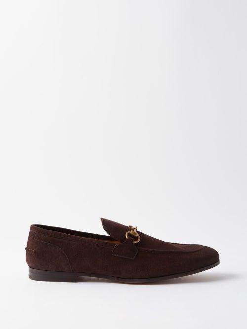 Gucci - Jordaan Horsebit Suede Loafers - Mens - Dark Brown