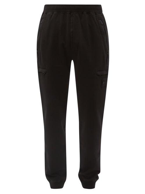 Mens Rtw Stone Island - Logo-patch Garment-dyed Cotton-jersey Track Pants - Mens - Black