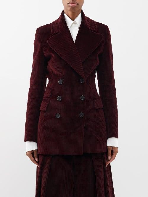 S.s. Daley - Amer Double-breasted Corduroy Jacket - Womens - Burgundy/grey