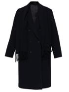 Balenciaga - Shawl-embellished Oversized Twill Coat - Womens - Navy