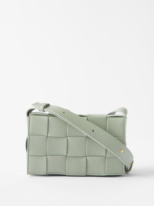 Bottega Veneta - Cassette Small Intrecciato Leather Cross-body Bag - Womens - Light Green