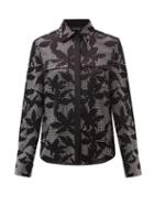Matchesfashion.com David Koma - Cropped Floral Crystal-embellished Satin Shirt - Womens - Black Silver