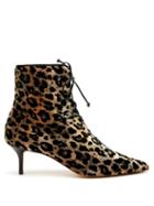 Matchesfashion.com Francesco Russo - Leopard Print Lace Up Velvet Ankle Boots - Womens - Leopard