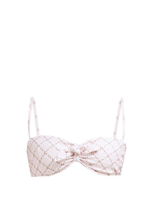 Matchesfashion.com Heidi Klein - Geometric Print Technical Cloqu Bikini Top - Womens - Pink