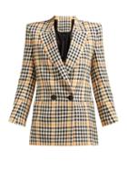 Matchesfashion.com Petar Petrov - Jina Double Breasted Checked Linen Blazer - Womens - Orange Multi