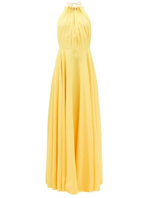 Raquel Diniz - Karla Cady Scoop-back Halterneck Maxi Dress - Womens - Yellow