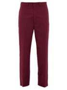 Matchesfashion.com President's - Dickens Frayed Cuff Twill Chinos - Mens - Burgundy