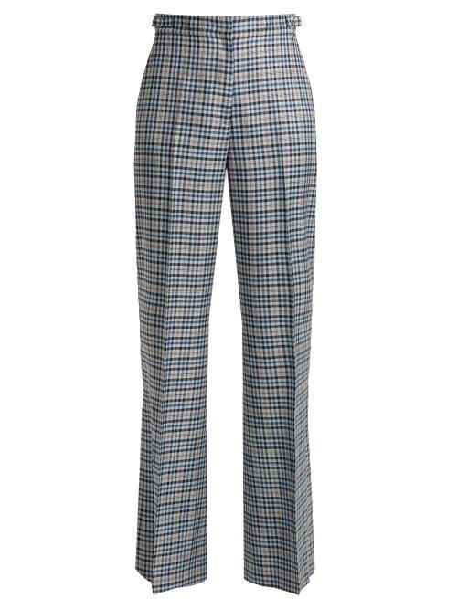 Matchesfashion.com Gabriela Hearst - Vesta Plaid Silk And Wool Blend Wide Leg Trousers - Womens - Multi