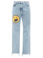 Matchesfashion.com Natasha Zinko - Face Print Straight Leg Jeans - Womens - Denim Multi