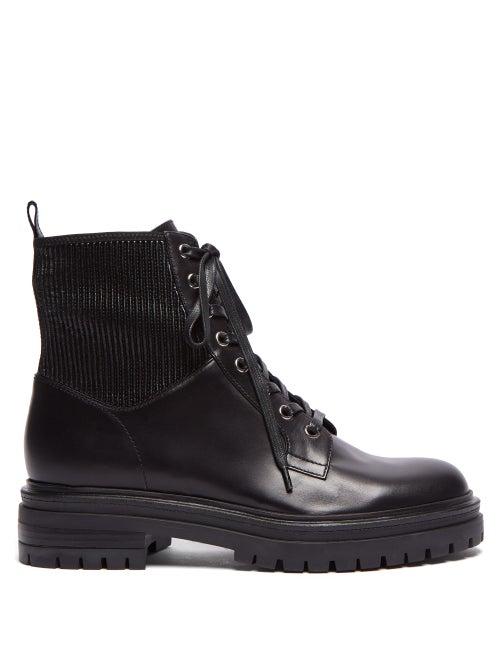 Matchesfashion.com Gianvito Rossi - Martis Lace-up Leather Boots - Womens - Black
