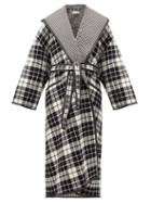 Matchesfashion.com Balenciaga - Check And Houndstooth Double-face Wool-blend Coat - Womens - Black White