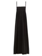 Matchesfashion.com Raey - Shirred Cotton Maxi Dress - Womens - Black