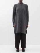 Eskandar - Stand-collar Recycled Cotton-blend Shirt - Womens - Dark Grey