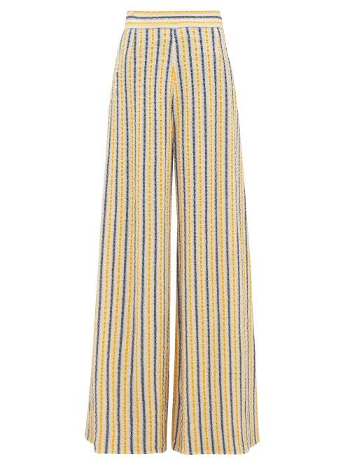 Matchesfashion.com Three Graces London - Filippa Striped Cotton-blend Trousers - Womens - Yellow Multi