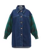 Matchesfashion.com See By Chlo - Oversized Checked Sleeve Denim Shirt - Womens - Denim Multi