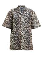 Matchesfashion.com Ganni - Leopard Print Cotton Poplin Shirt - Womens - Leopard