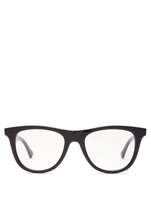Matchesfashion.com Bottega Veneta - Logo Engraved Round Acetate Sunglasses - Womens - Black