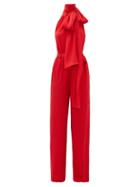 Matchesfashion.com Roland Mouret - Crossbill Hammered Silk-blend Jumpsuit - Womens - Red