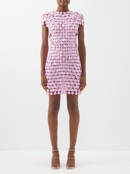 Paco Rabanne - Capped-sleeved Chainmail Mini Dress - Womens - Light Pink