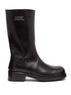 Matchesfashion.com Raf Simons - Poem-print Leather Boots - Mens - Black