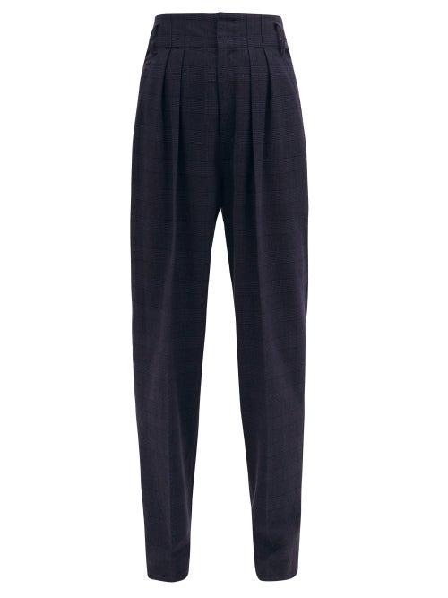 Matchesfashion.com Isabel Marant - Oceyo Prince-of-wales Check Crepe Trousers - Womens - Navy