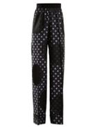 Matchesfashion.com Maison Margiela - High Rise Polka Dot Print Trousers - Womens - Navy Multi
