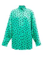Matchesfashion.com Balenciaga - Logo-jacquard Polka-dot Silk Blouse - Womens - Green Print