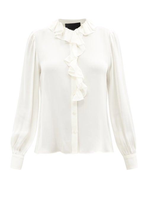 Nili Lotan - Nicole Ruffled Silk-georgette Blouse - Womens - Ivory