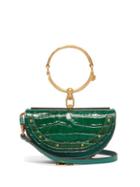 Matchesfashion.com Chlo - Nile Minaudire Crocodile Effect Leather Clutch - Womens - Dark Green