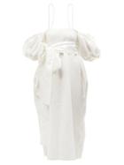 Cecilie Bahnsen - Joel Puff-sleeve Jacquard Midi Dress - Womens - White