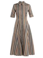 Emilia Wickstead Jamil Striped Cotton Midi Dress