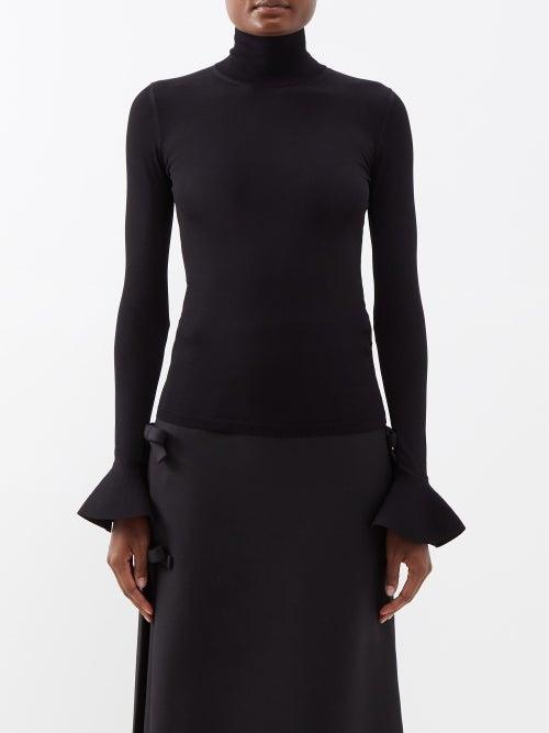 Valentino - Flared-cuffs High-neck Sweater - Womens - Black