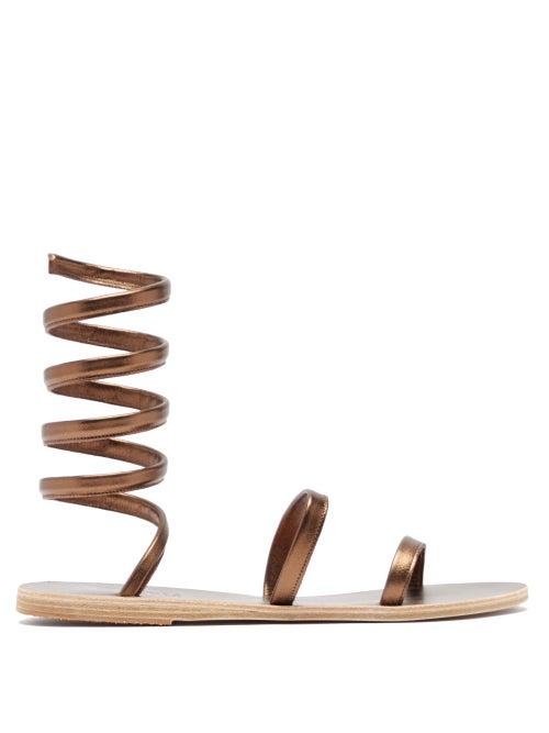 Matchesfashion.com Ancient Greek Sandals - Offis Spiral-strap Metallic-leather Sandals - Womens - Bronze