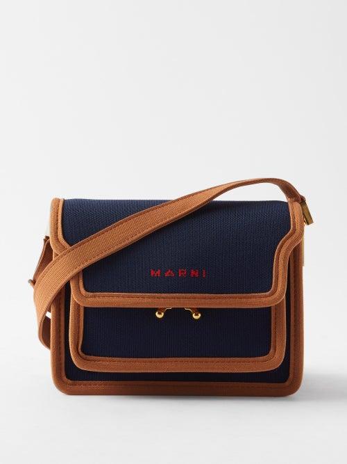 Marni - Trunk Small Knit Shoulder Bag - Womens - Navy Multi