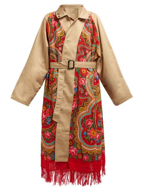 Matchesfashion.com Vetements - Reversible Scarf Panel Cotton Trench Coat - Womens - Beige