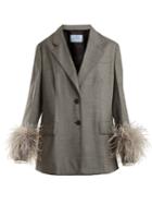Prada Feather-cuff Tailored Suit-jacket