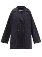 Loewe - Anagram-patch Oversized Denim Trapeze Coat - Womens - Dark Denim