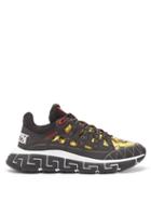 Matchesfashion.com Versace - Trigreca Leather-trimmed Baroque-canvas Trainers - Mens - Black Gold