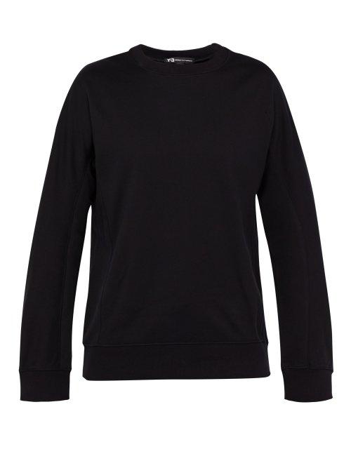 Matchesfashion.com Y-3 - Logo Print Cotton Sweatshirt - Mens - Black