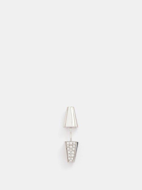 Era - Diamond & 18kt White Gold Single Earring - Womens - White Gold Multi