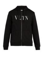 Matchesfashion.com Valentino - Vltn Logo Print Cotton Blend Hooded Sweatshirt - Mens - Black