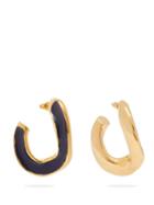 Matchesfashion.com Marni - Open Hoop Enamel Earrings - Womens - Navy