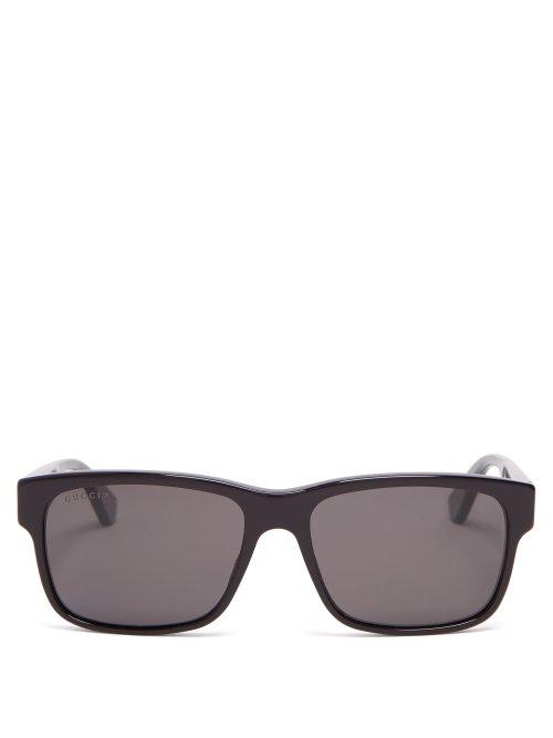 Matchesfashion.com Gucci - Square Frame Acetate Glasses - Mens - Black