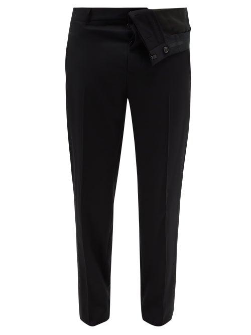 Y/project - Asymmetric Virgin Wool-twill Trousers - Mens - Black