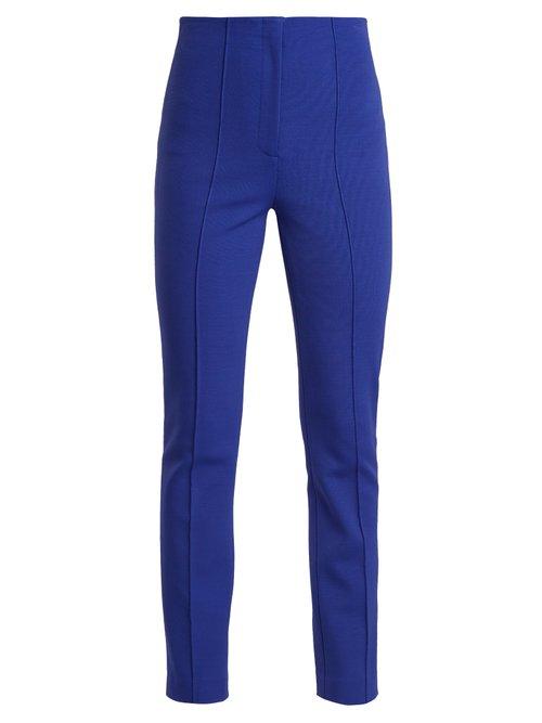 Matchesfashion.com Diane Von Furstenberg - High Rise Skinny Stretch Crepe Trousers - Womens - Blue
